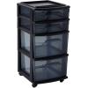 imageHOMZ Drawer Tower 4Tier Clear Plastic Storage Organizer Cart Black Frame  Rolling Drawer Containers with Wheels for Bathroom Bedroom Office and Classroom OrganizationBlack