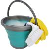 imageHOMZ 2211048DC12 Store N StowTM 10 Liter Square Bucket with Handle Grey and Teal Collapsible StorageSet of 1