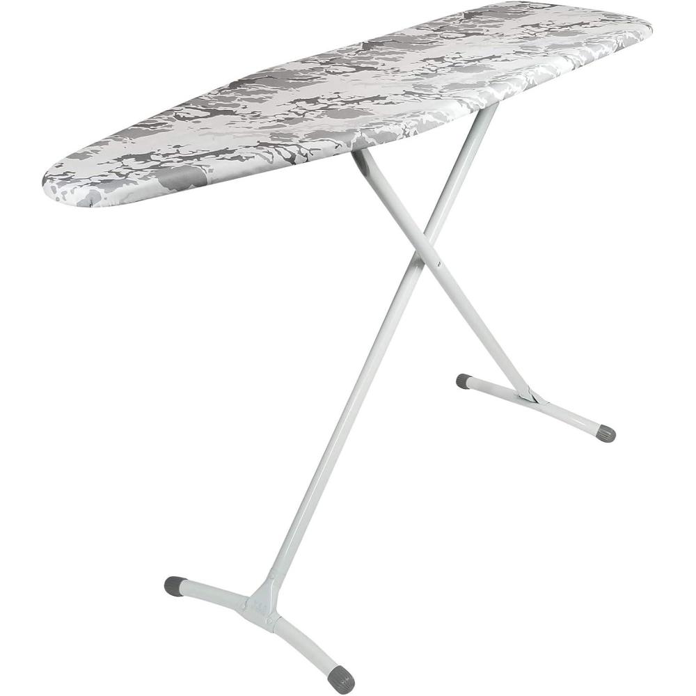 imageHomz TLeg Clothes Ironing Board Portable Compact Foldable Standard Size Adjustable Height with Foam Pad ampamp Cotton Cover Charcoal GrayGray Marble