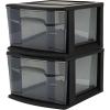 imageHOMZ 2Pack 1Drawer Storage Cart Clear Plastic Container 15quot Wide Body Black Frame  Organizing Drawer Containers for Home Bathroom Bedroom Office and ClassroomBlack frame with smoke tint drawers