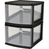 imageHOMZ 2Pack 1Drawer Storage Cart Clear Plastic Container 15quot Wide Body Black Frame  Organizing Drawer Containers for Home Bathroom Bedroom Office and ClassroomBlack frame with clear drawers