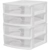 imageHOMZ 2Pack 2Drawer Storage Cart Plastic Drawers with Smoke Tint 15quot Wide Body Black Frame  Organizing Drawer Containers for Home Bathroom Bedroom Office and ClassroomWhite frame with clear drawers