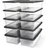 imageHOMZ 2Pack Snaplock Large Clear Plastic Storage Organizer Bins wLids 56 Quart White  Stackable Container Boxes for Bedroom Bathroom Garage and Office OrganizationGray Lid