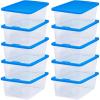 imageHOMZ 2Pack Snaplock Large Clear Plastic Storage Organizer Bins wLids 56 Quart White  Stackable Container Boxes for Bedroom Bathroom Garage and Office OrganizationBlue Lid