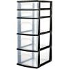 imageHOMZ 5Drawer Storage Cart Clear Plastic Drawers with Casters 1425quot Wide Medium White Frame  Organizing Drawer Containers for Home Bathroom Bedroom Office and ClassroomBlack