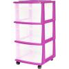 imageHOMZ Drawer Tower 3Tier Clear Plastic Storage Organizer Cart White Frame  HeavyDuty Organizing Drawers for Home Bedroom and Closet OrganizationPurple