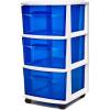 imageHOMZ Drawer Tower 3Tier Clear Plastic Storage Organizer Cart White Frame  HeavyDuty Organizing Drawers for Home Bedroom and Closet OrganizationWhite FrameBlue Drawers