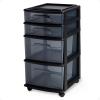 imageHOMZ Drawer Tower 4Tier Clear Plastic Storage Organizer Cart Black Frame  Rolling Drawer Containers with Wheels for Bathroom Bedroom Office and Classroom OrganizationAll Black