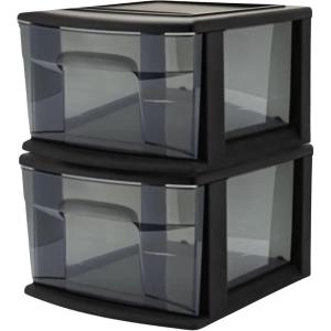 imageHOMZ 2Pack 1Drawer Storage Cart Clear Plastic Container 15quot Wide Body Black Frame  Organizing Drawer Containers for Home Bathroom Bedroom Office and ClassroomBlack frame with smoke tint drawers