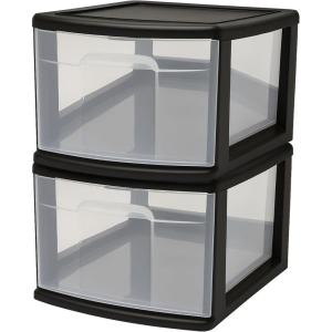 imageHOMZ 2Pack 1Drawer Storage Cart Clear Plastic Container 15quot Wide Body Black Frame  Organizing Drawer Containers for Home Bathroom Bedroom Office and ClassroomBlack frame with clear drawers