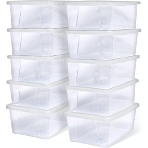 imageHOMZ 2Pack Snaplock Large Clear Plastic Storage Organizer Bins wLids 56 Quart White  Stackable Container Boxes for Bedroom Bathroom Garage and Office OrganizationWhite Lid