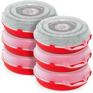 imageHOMZ 6Pack Seasonal Holiday Decorative Wreath Storage Organizer 24 Inch Red ampamp Clear  Stackable Plastic Containers for Christmas Ornament Decorations