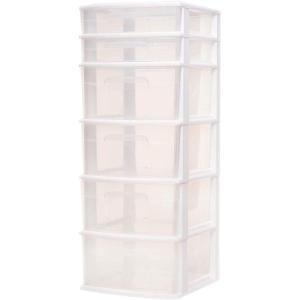 imageHOMZ Drawer Tower 6Tier Clear Plastic Storage Organizer Cart Black Frame  HeavyDuty Organizing Drawers for Home Bedroom and Closet OrganizationWhite