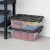 imageHOMZ 2 Pack 10Gallon Clear Plastic Stackable Storage Bin with Lid Container Box with Latching Handles for Home Garage Organization BlackBlack Lid