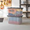 imageHOMZ 2 Pack 10Gallon Clear Plastic Stackable Storage Bin with Lid Container Box with Latching Handles for Home Garage Organization BlackBlack Lid
