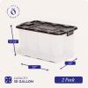 imageHOMZ 2 Pack 10Gallon Clear Plastic Stackable Storage Bin with Lid Container Box with Latching Handles for Home Garage Organization BlackBlack Lid