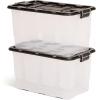 imageHOMZ 2 Pack 10Gallon Clear Plastic Stackable Storage Bin with Lid Container Box with Latching Handles for Home Garage Organization BlackBlack Lid