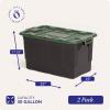 imageHOMZ 2 Pack 10Gallon Clear Plastic Stackable Storage Bin with Lid Container Box with Latching Handles for Home Garage Organization BlackHunter Green