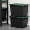 imageHOMZ 2 Pack 10Gallon Clear Plastic Stackable Storage Bin with Lid Container Box with Latching Handles for Home Garage Organization BlackHunter Green