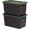 imageHOMZ 2 Pack 10Gallon Clear Plastic Stackable Storage Bin with Lid Container Box with Latching Handles for Home Garage Organization BlackHunter Green