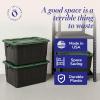 imageHOMZ 2 Pack 10Gallon Clear Plastic Stackable Storage Bin with Lid Container Box with Latching Handles for Home Garage Organization BlackHunter Green