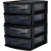 imageHOMZ 2Pack 2Drawer Storage Cart Plastic Drawers w Smoke Tint 1425quot Wide Medium Black Frame  Organizing Drawer Containers for Home Bathroom Bedroom Office and Classroom